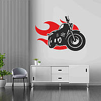 Вінілова інтер'єрна наклейка декор на стіну, шпалери та інші поверхні Мотоцикл Мотоцикліст Байк з оракалу