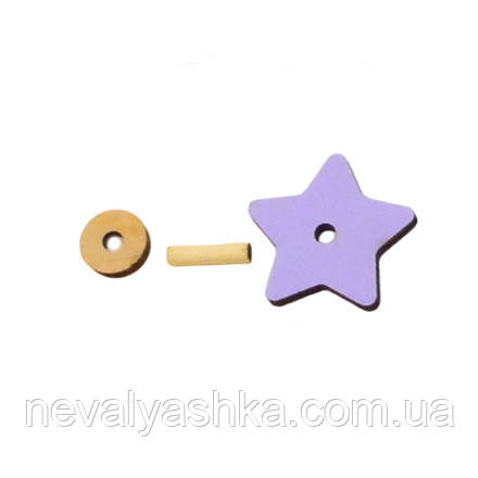 Бігунок Дерев'яний 1 шт 2 см Лілова Зірочка Заготовка для Бізіборду та Бізікуба Повзунок для Лабіринту, фото 1