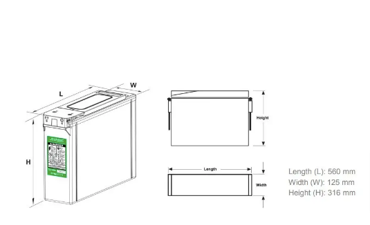 Фронт-термінальний акумулятор, 190 А*год, Ah, AH, Ампер-годин, 12 V, В, вузький, FT, AGM, свинцево-кислотний