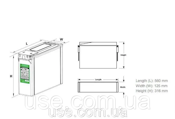 Фронт-термінальний акумулятор, 200 А*год, Ah, AH, А/г, Ампер-годин, 12 V, В, FT, AGM, свинцево-кислотний