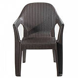 Стілець пластиковий Міла коричневий для саду та тераси, штабельований, фото 2