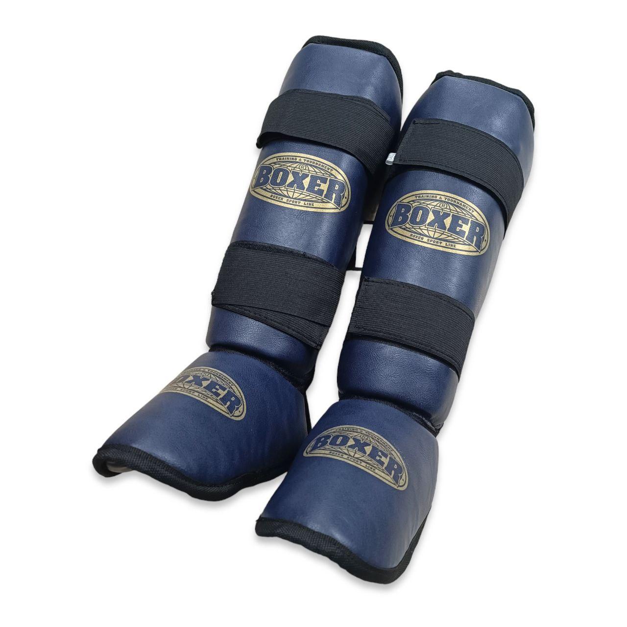 Защита голени и стопы BOXER кожвинил Элит XL синяя - фото 1 - id-p1876617159