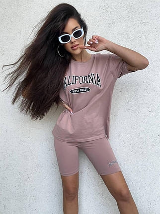 Костюм жіночий для прогулянок шорти велосипедки та футболка California, фото 1