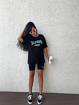 Костюм жіночий спортивний для прогулянок шорти велосипедки та футболка з поясом, фото 2