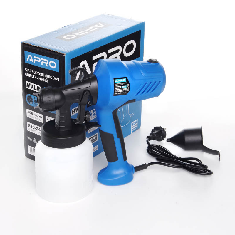 Пульверизатор для краски низкого давления APRO 350 Вт синий, электрический пневматический краскораспылитель - фото 1 - id-p1882068348