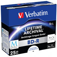 Диск BD Verbatim 25Gb 4x Jewel Case 5шт M-Disc Archival Media (43823)