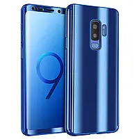 Чехол для полной защиты зеркала на 360 ° - Samsung Galaxy S9 Plus - синий - (спереди + сзади + силиконовая защ