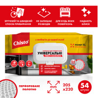Серветки для прибирання Chisto Вологі універсальні з клапаном 54 шт. (4823098412373), фото 1
