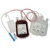 Потрійні контейнери для крові з розчинами ЦФД та САГМ в модифікації 450/450/450 з портів для пробірок