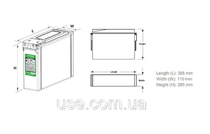 Свинцево-кислотний акумулятор,  12 V, В, Вольт, 100 А*год, Ah, А*г, А/г, фронт-термінальний, AGM, VRLA, вузький