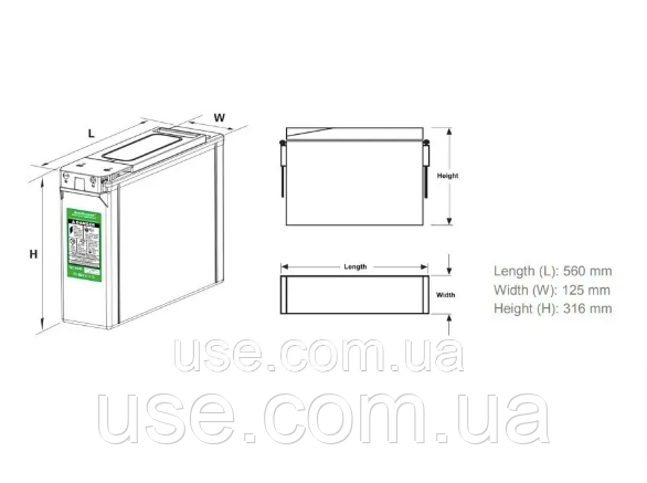 Батарея акумуляторна AGM, 12V/170Ah, 12 V, В, 150 А*год, аг, Ah, AH,  для ДБЖ, фронт-термінальна, свинцево-кислотна