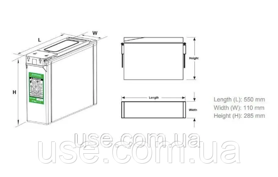 Фронтальний акумулятор, 12V - 150Ah, 150 а*год, аг, 12 вольт, V, вузький, Фронт-термінальний, AGM