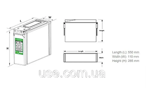 Фронтальний акумулятор, 12V - 150Ah, 150 а*год, аг, 12 вольт, V, вузький, Фронт-термінальний, AGM