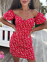 Сукня міні з декольте та коротким рукавом, фото 4