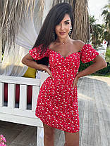 Сукня міні з декольте та коротким рукавом, фото 5