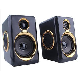 Комп'ютерні колонки Kisonli T-005 2.0 6W Black-Gold (3_02897)