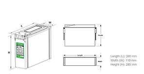 Батарея акумуляторна AGM, 12V/120Ah, 12 V, В, 120 А*год, аг, AH, Ah, для ДБЖ, фронт-термінальна, вузька, FT