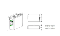 Акумулятор вузькокорпусний 180 АН 12 В,V, фронтальний, фронт-термінальний, AGM, FT, VRLA, вузький промисловий АКБ