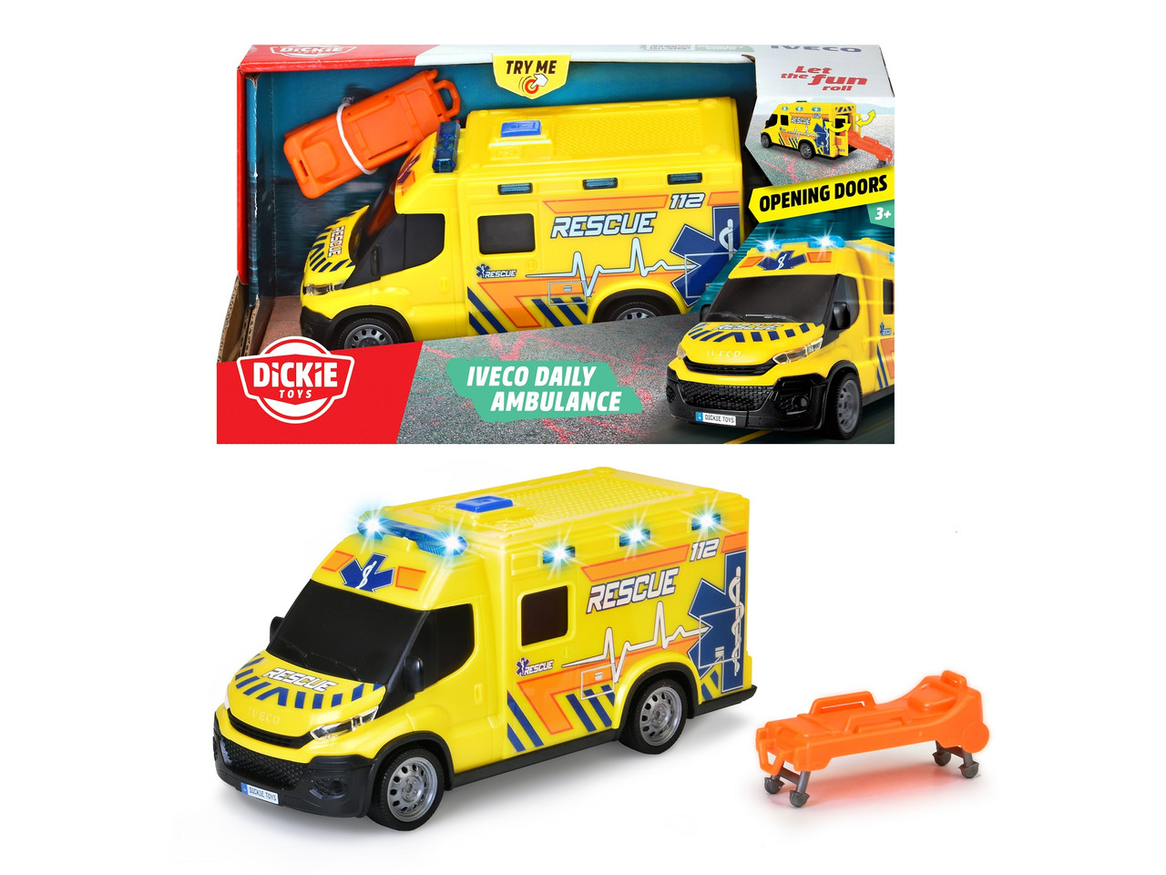Машинка Dickie Toys Швидка допомога з ношами зі світловими та звуковими ефектами 18см (3713014)