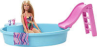 Кукла Барби с бассейном и горкой, игровой набор Barbie Doll Pool Playset with Slide