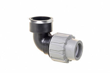 "COS" Коліно затискне із внутрішним різьбленням для труб ПНД