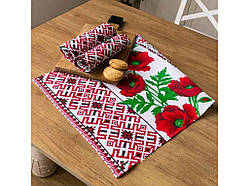 Рушник кухонний 33х75 лляний Маки ТМ ПЛАТКИ-ОПТ