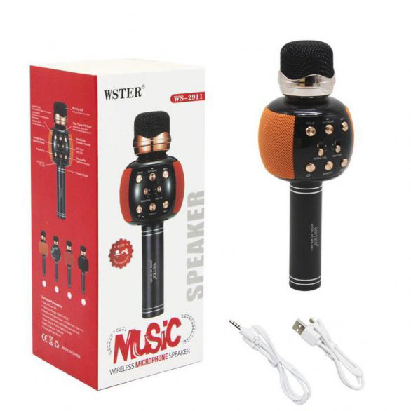 Bluetooth мікрофон для караоке WSTER WS-2911 помаранчевий / Караоке мікрофон з bluetooth YQ-940 динаміком оригінал