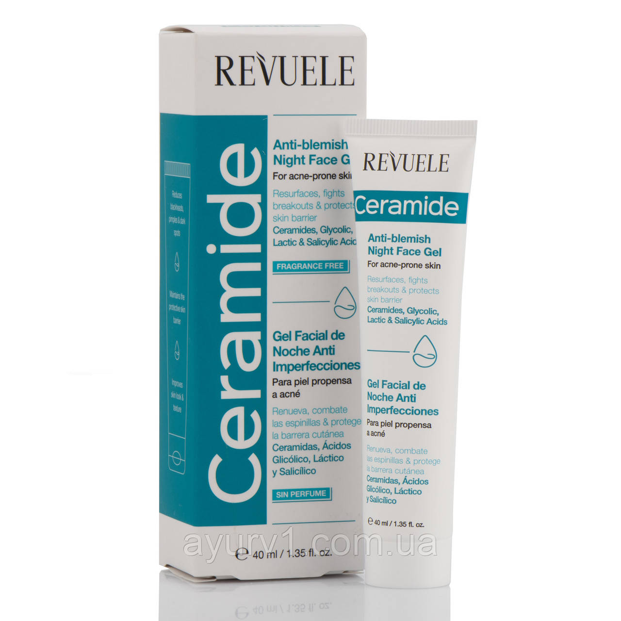 Нічний гель для обличчя проти акне, Ceramide, Revuele, 40 ml