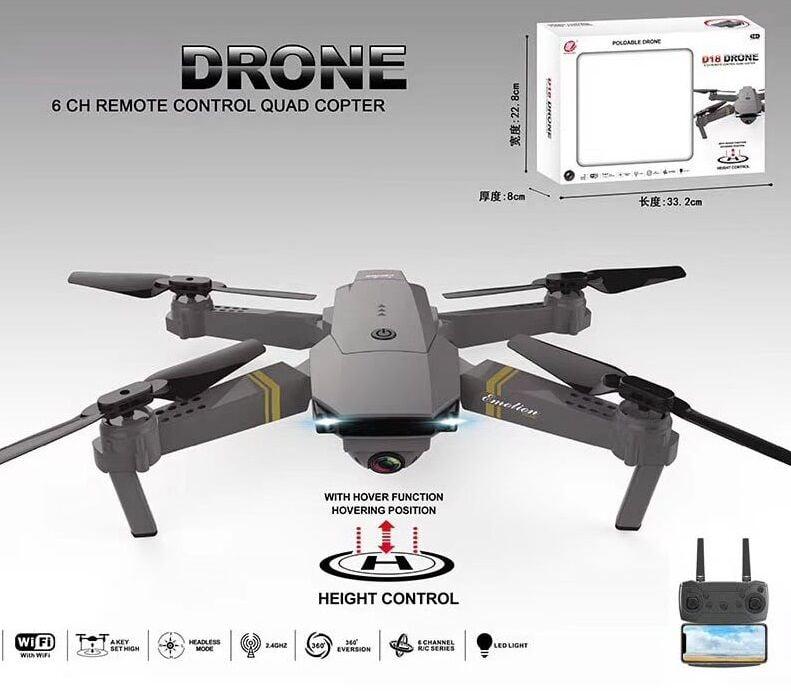 Квадрокоптер на радіокеруванні D18 HW пульт 2,4 GHz, HD-камера, акум. 3,7 V, “Headless mode”, у коробці