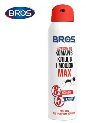 BROS/ БРОС Спрей від комарів, мошок та кліщів Bros MАХ, 90 мл, фото 1