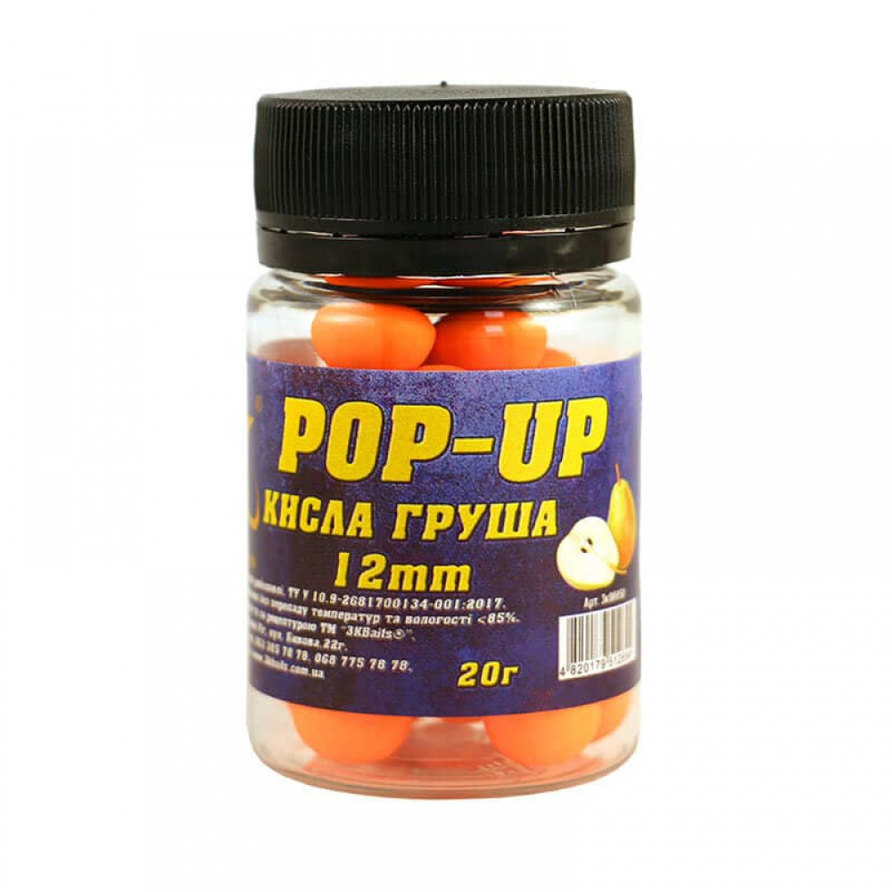 Бойли 3k Baits Pop-Up 12мм 20г Кисла груша