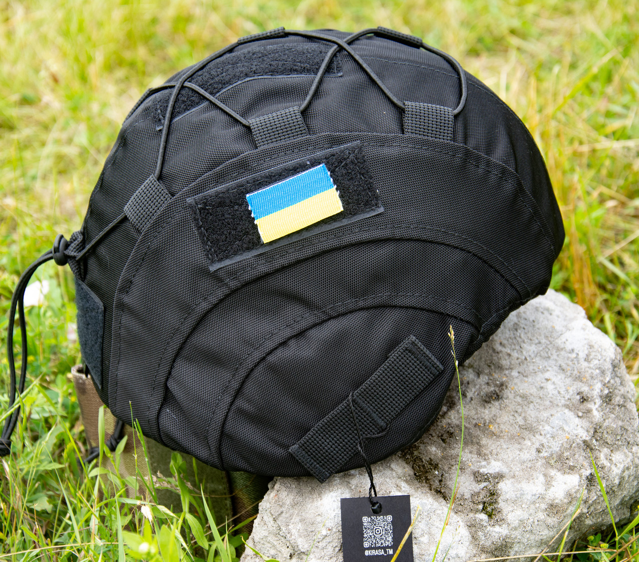 Кавер на каску з козирком (Ballistic Helmet KC-HM001, Темп 3000) чорний з кордури L