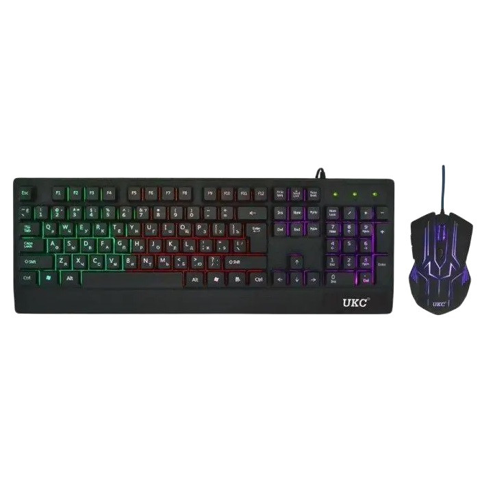 Комплект дротовий ігрова клавіатура та миша UKC M-710 з RGB підсвічуванням Black (3_02955)