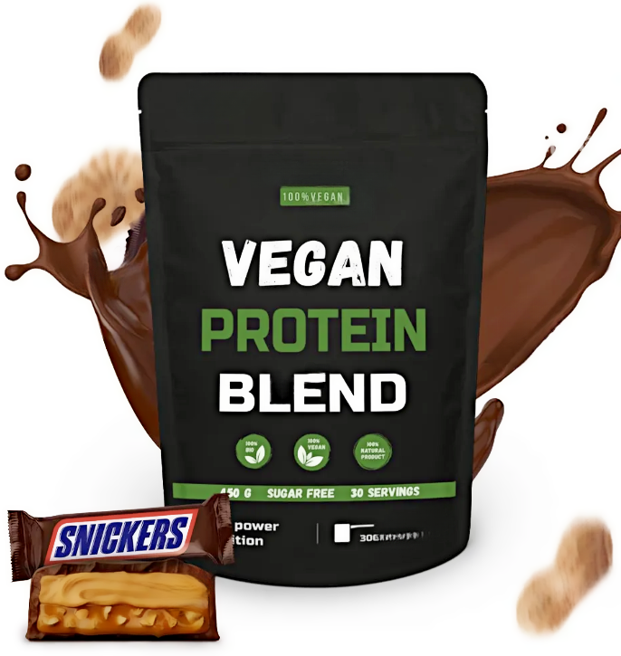 Веганська протеїнова суміш без глютену та лактози Blend (Снікерс), 450 г, Feel Power
