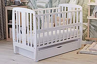 Ліжечко для новонароджених з механізмом заколисування, відкидним бортиком та ящиком "Друзі" BabyRoom Білий