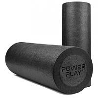 Масажний ролик (роллер) гладкий PowerPlay 4021 Fitness Roller Чорний (60x15см.)