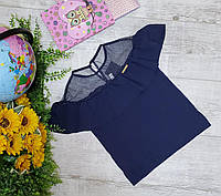 Школьная блузка детская с сеткой РЮША для девочек 6-10 лет,цвет уточняйте при заказе