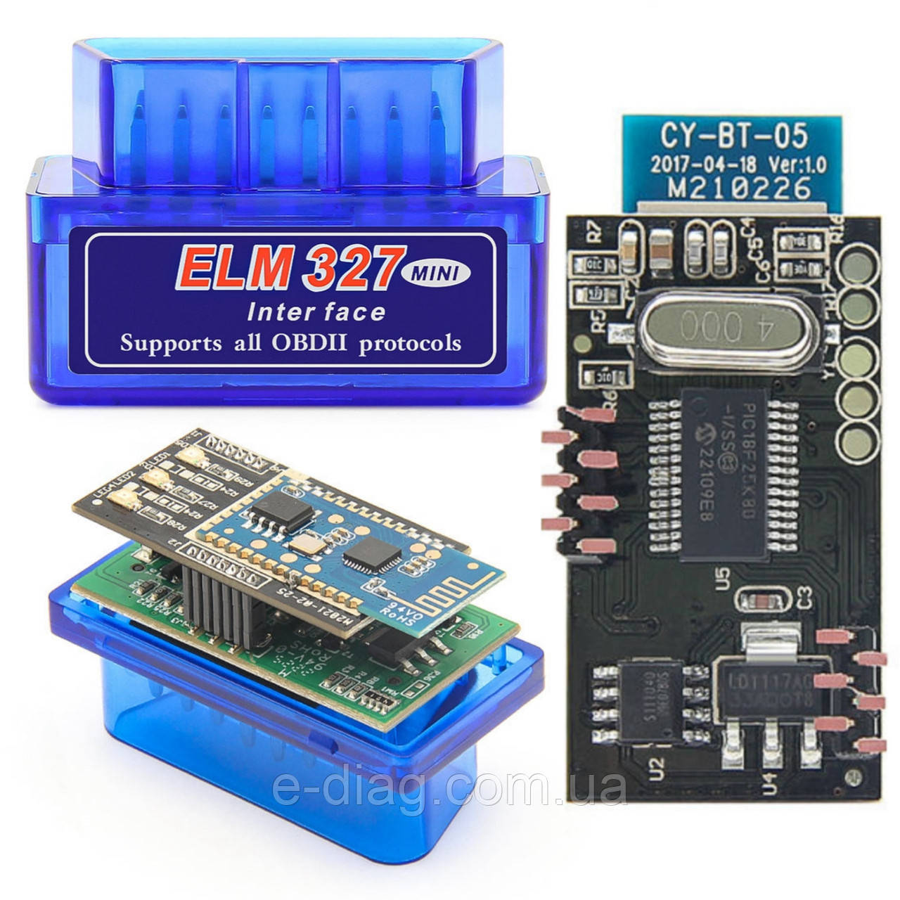 Автосканер ELM327 версія 1.5 bluetooth OBD2 (2 плати) чіп PIC18F25K80