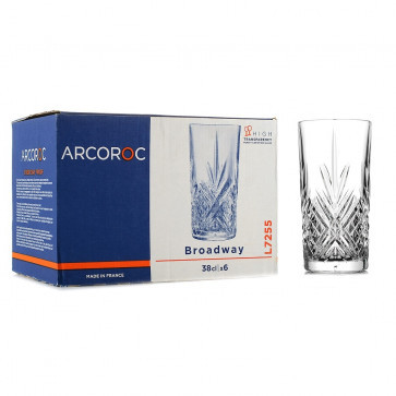 Набір склянок Arcoroc Broadway високих скляних 380мл 6шт L7255
