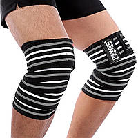 Бинти на коліна Power System PS-3700 Knee Wraps Grey/Black (пара)