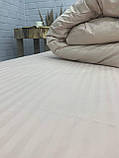 Комплект постільної білизни Страйп сатин Пудровий Євро розмір 220х240, фото 3