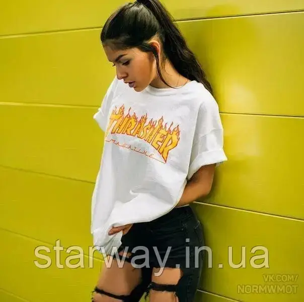 Біла жіноча футболка thrasher logo, фото 1