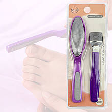 Набір (2 в1) для обрізного педикюру, видалення мозолів та догляду за ступнями  - №1. Фіолетовий