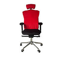Чехол плюшевый на ортопедическое, эргономичное кресло Кулик от MinkyHome. Красный/Черный (3033/3045)