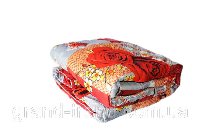Двуспальное одеяло Лери Макс наполнитель двойной силикон красные цветы - фото 1 - id-p324717273