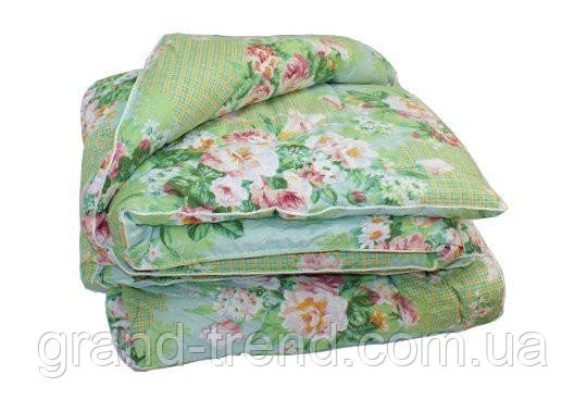 Двуспальное одеяло Лери Макс наполнитель двойной силикон - цветы на зеленом - фото 1 - id-p324717280