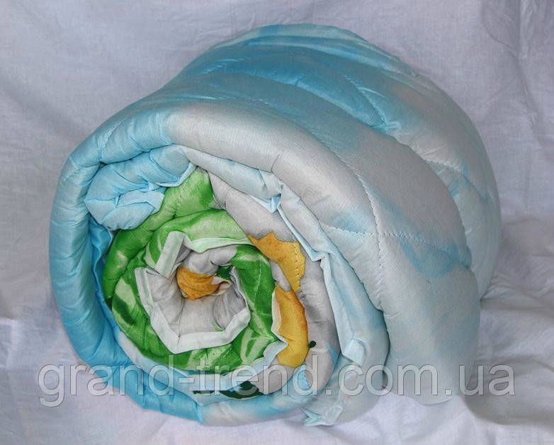 Двуспальное одеяло Лери Макс наполнитель двойной силикон цветы на голубом - фото 1 - id-p324717277