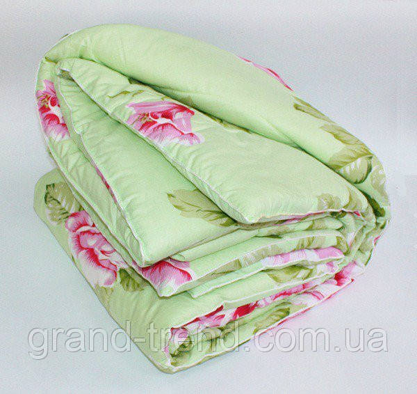 Двуспальное одеяло Лери Макс наполнитель двойной силикон - цветы на салатовом - фото 1 - id-p324717282