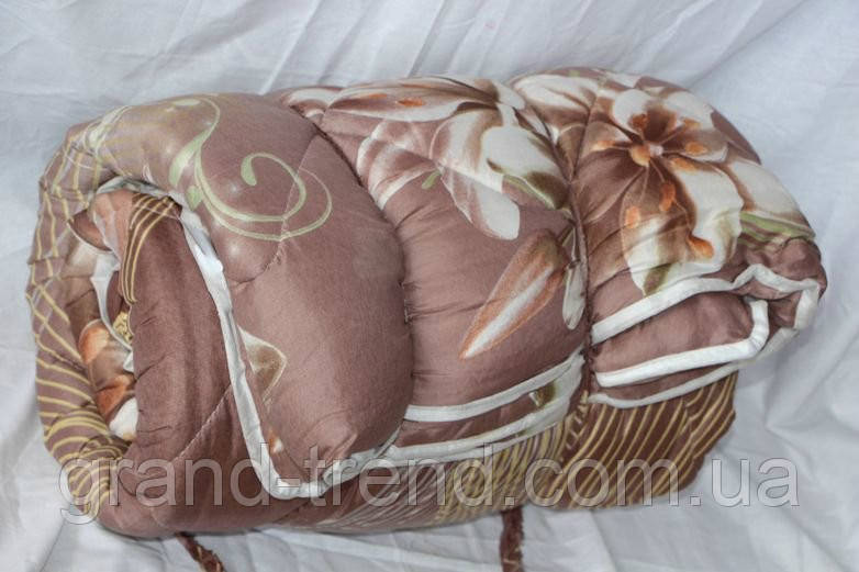 Двуспальное одеяло Лери Макс наполнитель двойной силикон - бежевые цветы - фото 1 - id-p324717290
