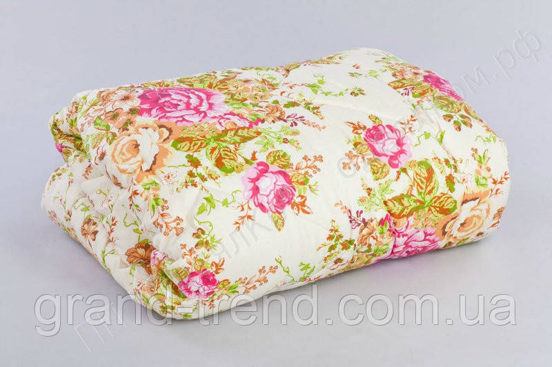 Двуспальное одеяло Лери Макс наполнитель двойной силикон - цветы на бежевом - фото 1 - id-p324717287